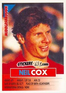 Sticker Neil Cox - SuperPlayers 1996 n. 179 - Panini