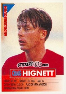 Cromo Craig Hignett - SuperPlayers 1996 n. 186 - Panini