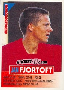 Sticker Jan Fjortoft - SuperPlayers 1996 - Panini