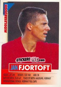 Sticker Jan Fjortoft - SuperPlayers 1996 n. 191 - Panini