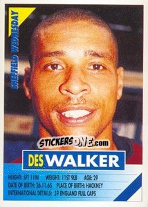 Sticker Des Walker - SuperPlayers 1996 n. 243 - Panini