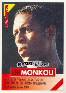 Sticker Ken Monkou - SuperPlayers 1996 - Panini