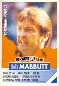 Sticker Gary Mabbutt - SuperPlayers 1996 n. 274 - Panini
