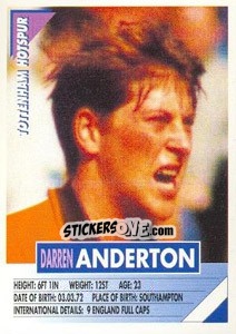 Sticker Darren Anderton - SuperPlayers 1996 - Panini
