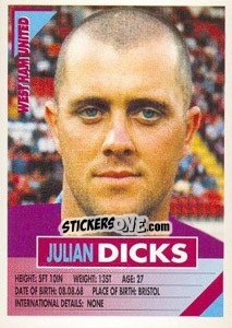 Sticker Julian Dicks - SuperPlayers 1996 n. 285 - Panini