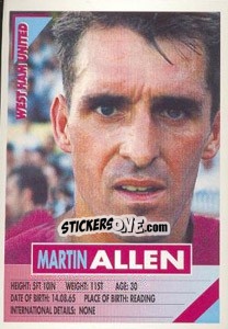Sticker Martin Allen - SuperPlayers 1996 n. 289 - Panini