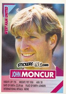 Sticker John Moncur - SuperPlayers 1996 n. 291 - Panini
