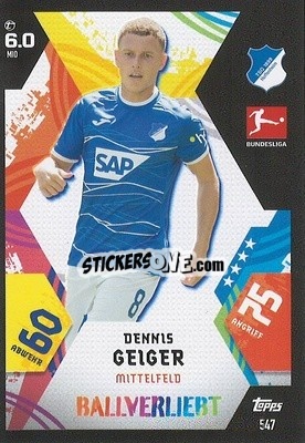 Sticker Dennis Geiger - German Fussball Bundesliga 2022-2023. Match Attax Extra
 n. 547 - Topps