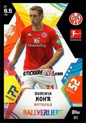 Sticker Dominik Kohr - German Fussball Bundesliga 2022-2023. Match Attax Extra
 n. 551 - Topps