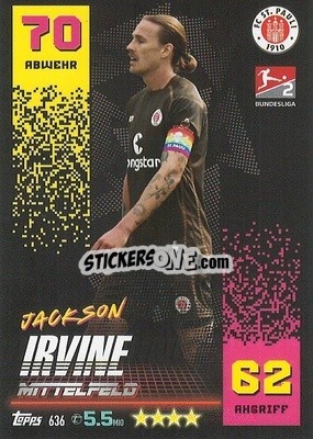 Sticker Jackson Irvine - German Fussball Bundesliga 2022-2023. Match Attax Extra
 n. 636 - Topps
