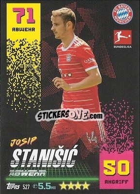 Sticker Josip Stanišić - German Fussball Bundesliga 2022-2023. Match Attax Extra
 n. 527 - Topps