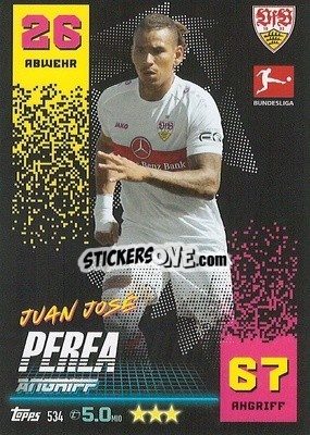 Sticker Juan José Perea - German Fussball Bundesliga 2022-2023. Match Attax Extra
 n. 534 - Topps