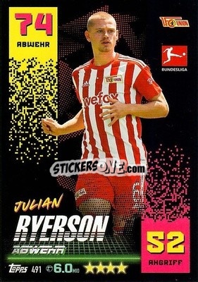 Figurina Julian Ryerson - German Fussball Bundesliga 2022-2023. Match Attax Extra
 - Topps