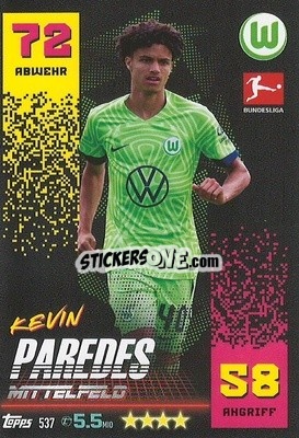 Sticker Kevin Paredes - German Fussball Bundesliga 2022-2023. Match Attax Extra
 n. 537 - Topps