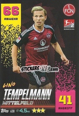 Figurina Lino Tempelmann - German Fussball Bundesliga 2022-2023. Match Attax Extra
 - Topps