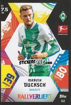 Sticker Marvin Ducksch - German Fussball Bundesliga 2022-2023. Match Attax Extra
 n. 543 - Topps