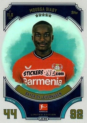 Sticker Moussa Diaby - German Fussball Bundesliga 2022-2023. Match Attax Extra
 n. LE30 - Topps