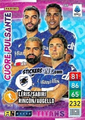 Sticker Abdelhamid Sabiri / Mehdi Léris / Tomás Rincón / Tommaso Augello - Calciatori 2022-2023. Adrenalyn XL TITANS
 n. T140 - Panini