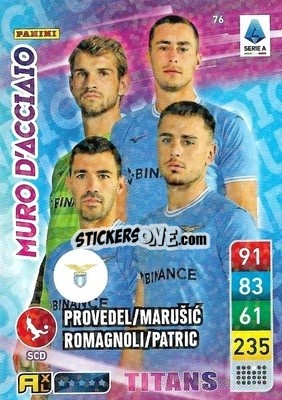 Sticker Adam Marušić / Alessio Romagnoli / Ivan Provedel / Patric - Calciatori 2022-2023. Adrenalyn XL TITANS
 n. T76 - Panini