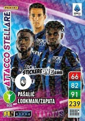 Sticker Ademola Lookman / Duván Zapata / Mario Pašalić - Calciatori 2022-2023. Adrenalyn XL TITANS
 n. T6 - Panini