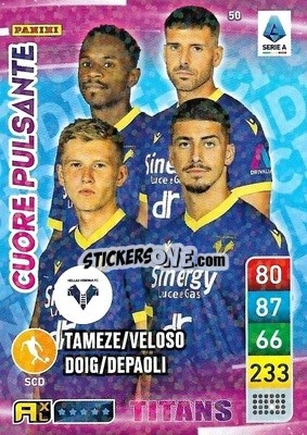 Sticker Adrien Tameze / Josh Doig / Miguel Veloso / Fabio Depaoli - Calciatori 2022-2023. Adrenalyn XL TITANS
 - Panini