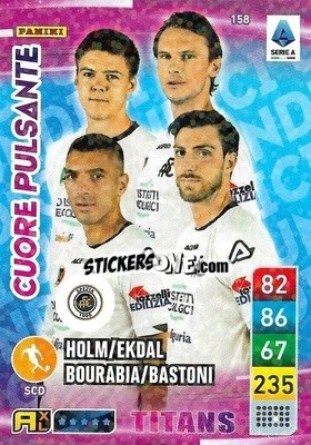 Sticker Albin Ekdal / Mehdi Bourabia / Simone Bastoni / Emil Holm - Calciatori 2022-2023. Adrenalyn XL TITANS
 n. T158 - Panini