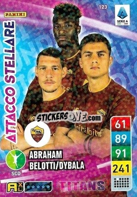 Sticker Andrea Belotti / Paulo Dybala / Tammy Abraham - Calciatori 2022-2023. Adrenalyn XL TITANS
 n. T123 - Panini