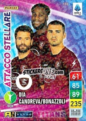 Sticker Antonio Candreva / Boulaye Dia / Federico Bonazzoli - Calciatori 2022-2023. Adrenalyn XL TITANS
 n. T132 - Panini