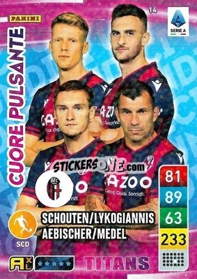 Sticker Charalampos Lykogiannis / Gary Medel / Jerdy Schouten / Michel Aebischer - Calciatori 2022-2023. Adrenalyn XL TITANS
 - Panini