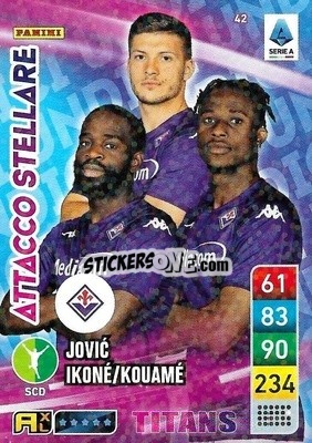 Figurina Christian Kouamé / Jonathan Ikoné / Luka Jović - Calciatori 2022-2023. Adrenalyn XL TITANS
 - Panini