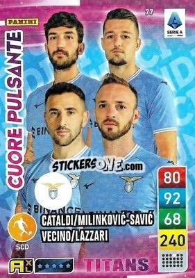 Sticker Danilo Cataldi / Manuel Lazzari / Matías Vecino / Sergej Milinković-Savić - Calciatori 2022-2023. Adrenalyn XL TITANS
 n. T77 - Panini
