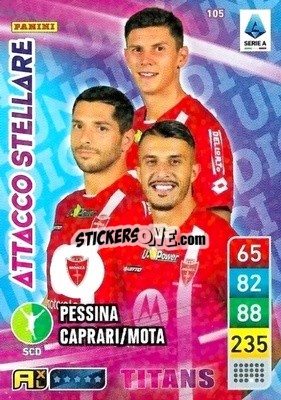 Sticker Dany Mota / Gianluca Caprari / Matteo Pessina - Calciatori 2022-2023. Adrenalyn XL TITANS
 n. T105 - Panini