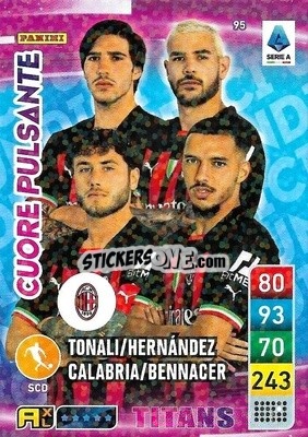 Sticker Davide Calabria / Ismaël Bennacer / Sandro Tonali / Theo Hernández - Calciatori 2022-2023. Adrenalyn XL TITANS
 - Panini