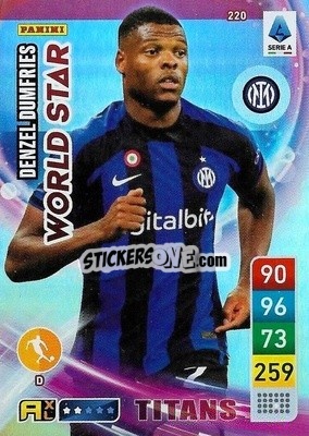 Sticker Denzel Dumfries - Calciatori 2022-2023. Adrenalyn XL TITANS
 n. T220 - Panini