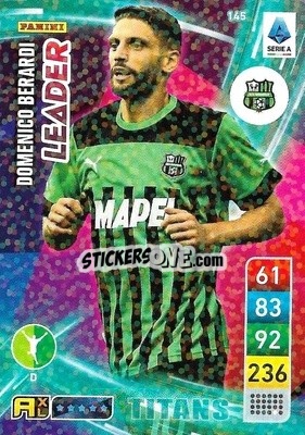 Sticker Domenico Berardi - Calciatori 2022-2023. Adrenalyn XL TITANS
 n. T145 - Panini
