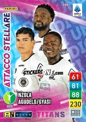 Cromo Emmanuel Gyasi / Kevin Agudelo / Mbala Nzola - Calciatori 2022-2023. Adrenalyn XL TITANS
 - Panini