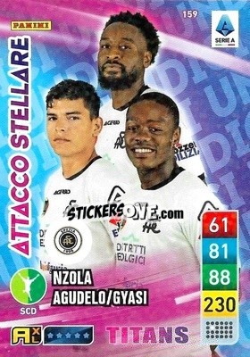 Figurina Emmanuel Gyasi / Kevin Agudelo / Mbala Nzola - Calciatori 2022-2023. Adrenalyn XL TITANS
 - Panini