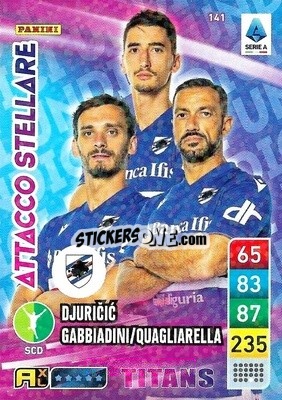 Sticker Fabio Quagliarella / Filip Djuričić / Manolo Gabbiadini - Calciatori 2022-2023. Adrenalyn XL TITANS
 n. T141 - Panini