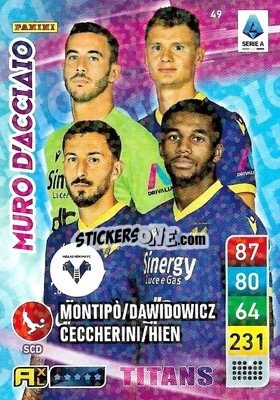 Sticker Federico Ceccherini / Isak Hien / Lorenzo Montipò / Paweł Dawidowicz - Calciatori 2022-2023. Adrenalyn XL TITANS
 - Panini