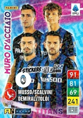 Sticker Giorgio Scalvini / Juan Musso / Merih Demiral / Rafael Tolói - Calciatori 2022-2023. Adrenalyn XL TITANS
 - Panini
