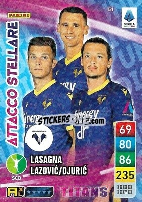 Sticker Kevin Lasagna / Milan Djurić / Darko Lazović - Calciatori 2022-2023. Adrenalyn XL TITANS
 - Panini