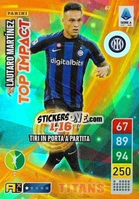 Sticker Lautaro Martínez - Calciatori 2022-2023. Adrenalyn XL TITANS
 n. T62 - Panini