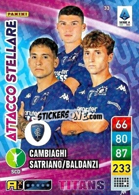 Sticker Martín Satriano / Nicolò Cambiaghi / Tommaso Baldanzi - Calciatori 2022-2023. Adrenalyn XL TITANS
 - Panini