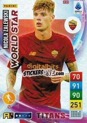 Sticker Nicola Zalewski - Calciatori 2022-2023. Adrenalyn XL TITANS
 n. T233 - Panini