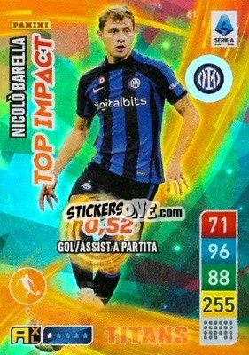 Sticker Nicolò Barella - Calciatori 2022-2023. Adrenalyn XL TITANS
 n. T61 - Panini