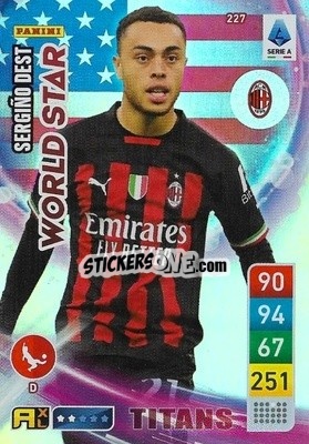 Sticker Sergiño Dest - Calciatori 2022-2023. Adrenalyn XL TITANS
 n. T227 - Panini