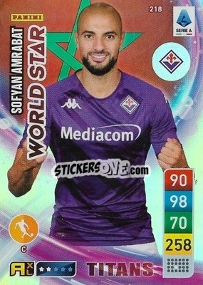Sticker Sofyan Amrabat - Calciatori 2022-2023. Adrenalyn XL TITANS
 n. T218 - Panini