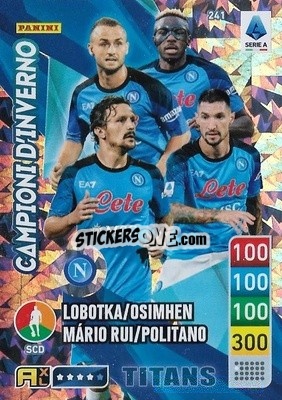 Sticker Stanislav Lobotka / Victor Osimhen / Mário Rui / Matteo Politano - Calciatori 2022-2023. Adrenalyn XL TITANS
 n. T241 - Panini