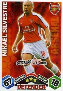 Cromo Mikael Silvestre - English Premier League 2009-2010. Match Attax Extra - Topps