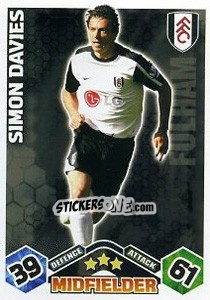 Sticker Simon Davies - English Premier League 2009-2010. Match Attax Extra n. 21 - Topps